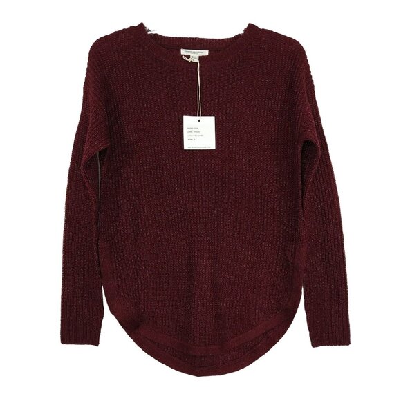 Beach Lunch Lounge Sweaters - Beach Lunch Lounge Luna Sweater Women Size S Burgundy Red Metallic Long Slv NEW